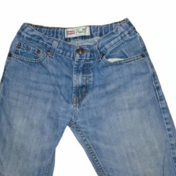 Levi's 505 Medium Wash Distressed Bootcut Jeans Frayed Low Rise Y2K Preppy - Picture 3 of 8